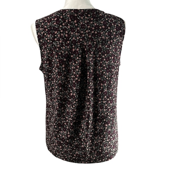Anne Klein Pleated Floral Sleeveless Top with Zipper, Size Medium - Picture 3 of 9